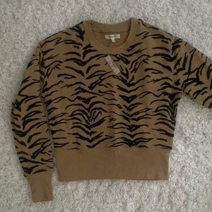 NWT Madewell Crop Sweatshirt XS Tiger Stripe
